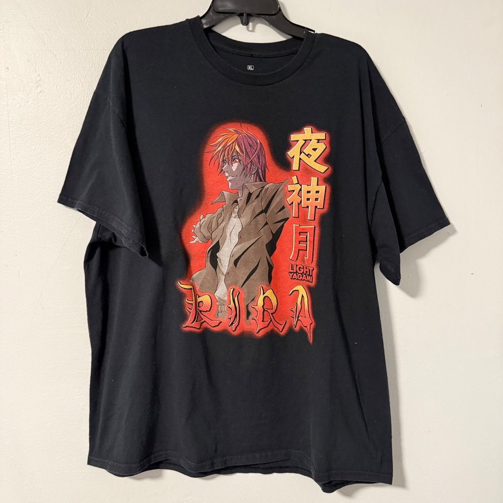 Death Note Light Yagami Kira Anime Graphic T Shirt Mens XL Black Cotton‎